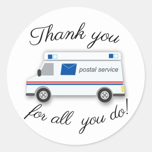 Thank you thank you mail postman cute classic round sticker