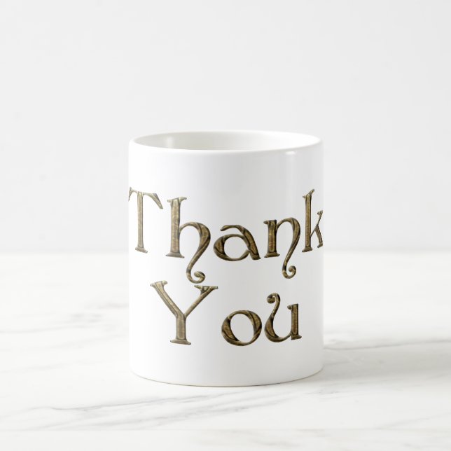 Thank You Thanks Golden Typography Text Elegant Coffee Mug (Center)
