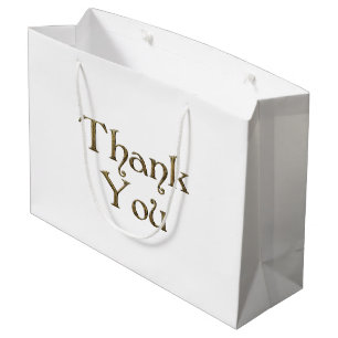 Thank You Thanks Golden Typography Text Elegant Large Gift Bag