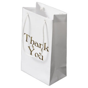 Thank You Thanks Golden Typography Text Elegant Small Gift Bag