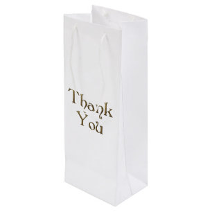 Thank You Thanks Golden Typography Text Elegant Wine Gift Bag