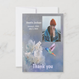 Thank you Thanks Hummingbird White Flowers Card