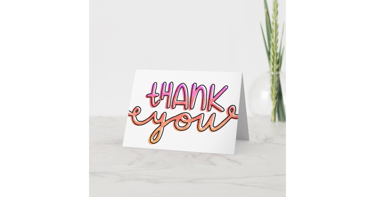 Thank You Thanks Quirky Pink Gradient Card | Zazzle.com