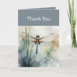 Thank You Thanks Watercolor Dragonfly Art Card