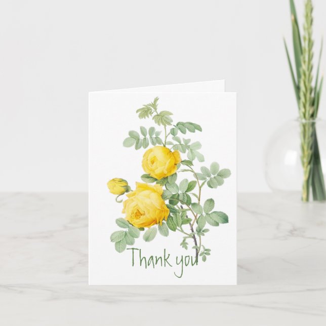 Thank you Thanks Yellow Rose Garden Flower Card (Front)
