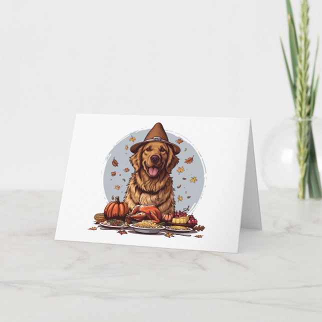 Thank You Thanksgiving Golden Retriever Dog Card (Front)