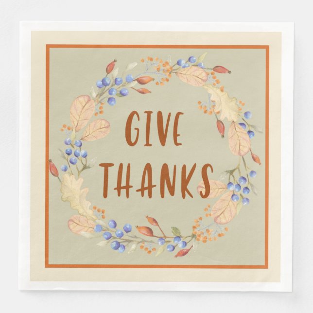 Thank you, Thanksgiving Wreath Napkins (Front)