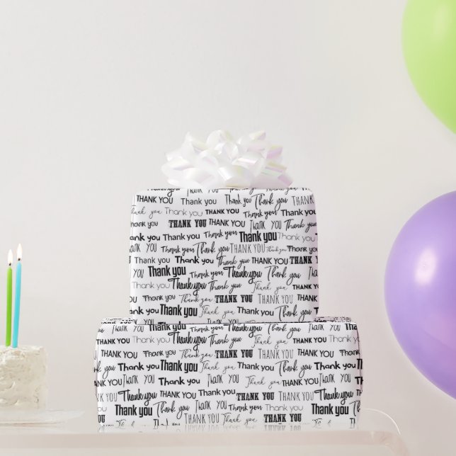 Thank you the greatest word black and white_small wrapping paper (Party Gifts)