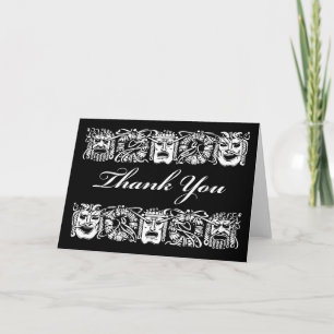 Thank You, Theater Mask Theme, Blank Inside Card