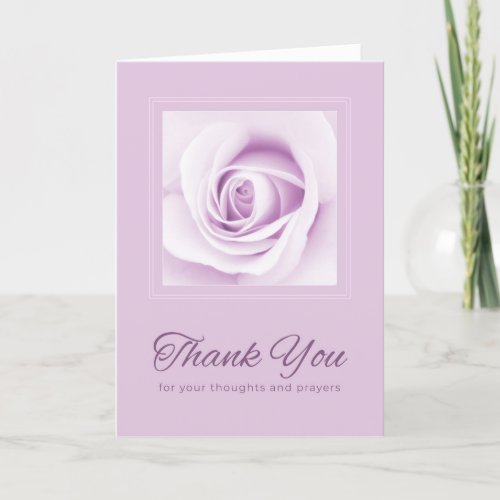 Thank you thoughts and prayers purple rose floral card