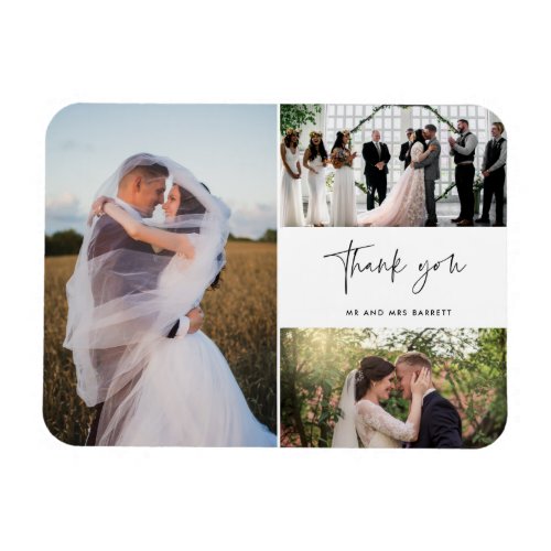 Thank You Three Photo Collage Wedding Magnet