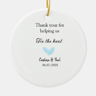 thank you tie the knot blue heart wedding rustic ceramic ornament