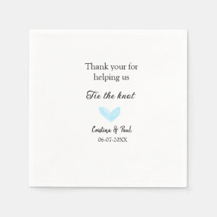 thank you tie the knot blue heart wedding rustic napkins