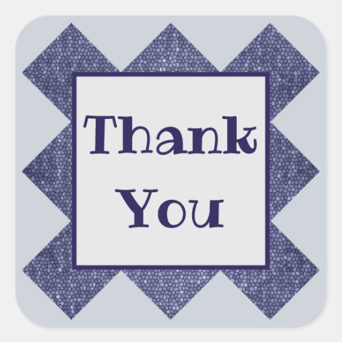 Thank You Tiled Bright Blue Diamond Pattern Mosaic Square Sticker