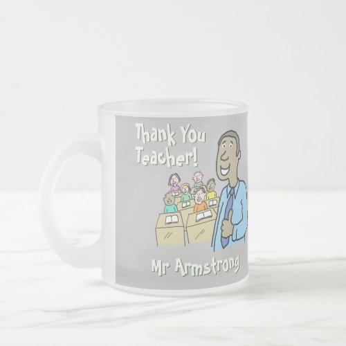 Thank You to a Black Male Teacher Frosted Glass Coffee Mug