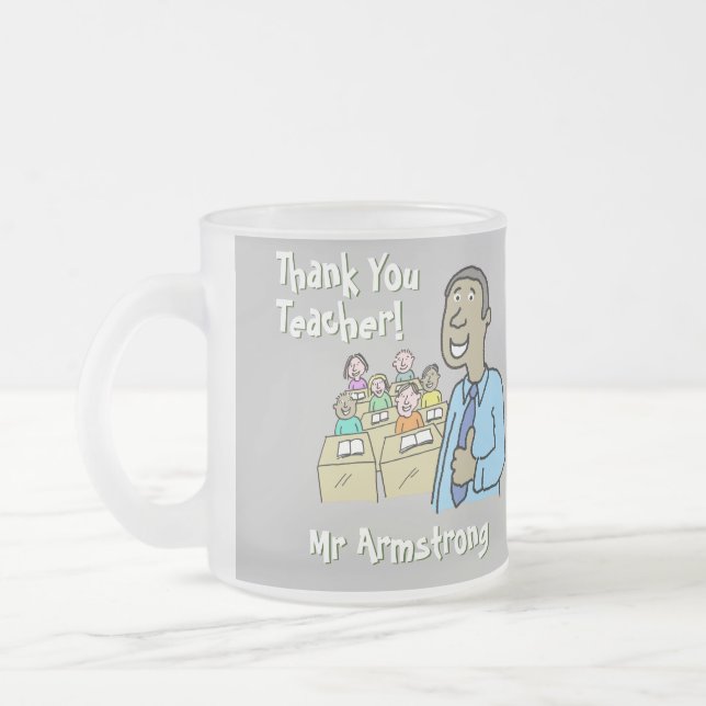 Thank You to a Black Male Teacher Frosted Glass Coffee Mug (Left)