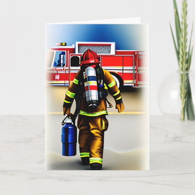 Thank you to a Firefighter Custom Message Card (Front)