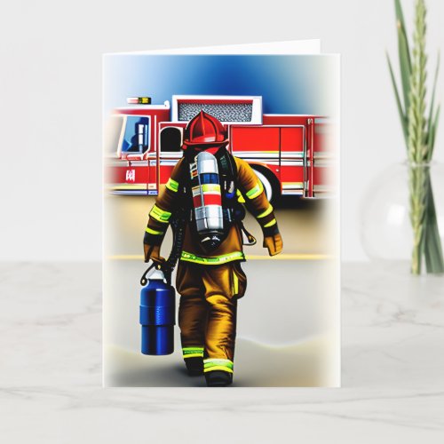 Thank you to a Firefighter Custom Message Card