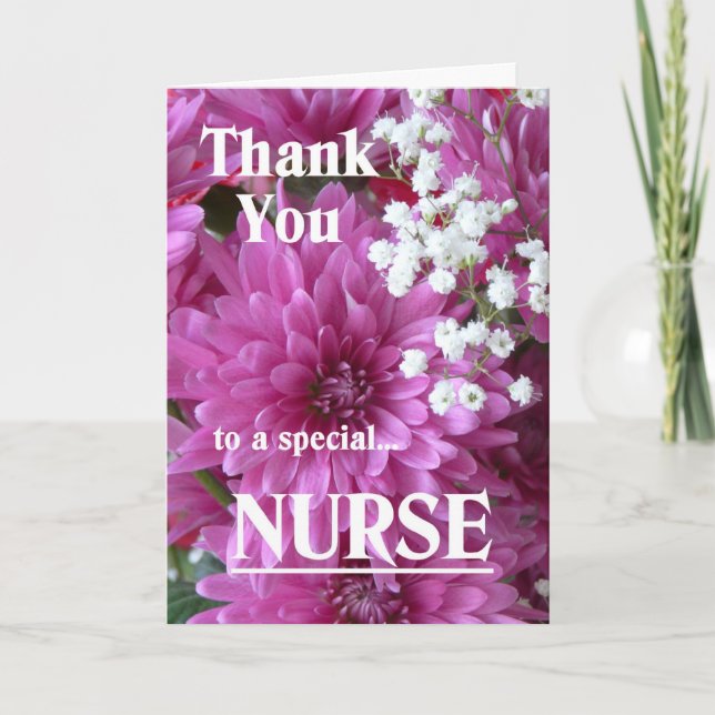 Thank You to a special Nurse-Pink Floral Card (Front)
