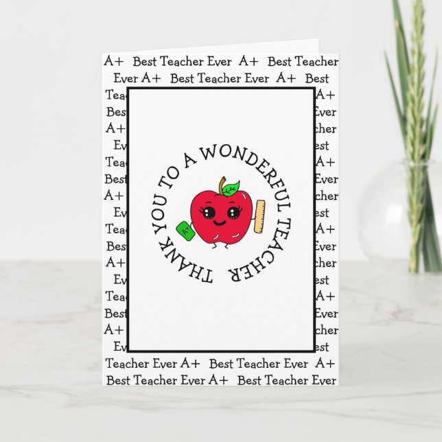 Thank You to a Wonderful Teacher Appreciation   Card (Front)