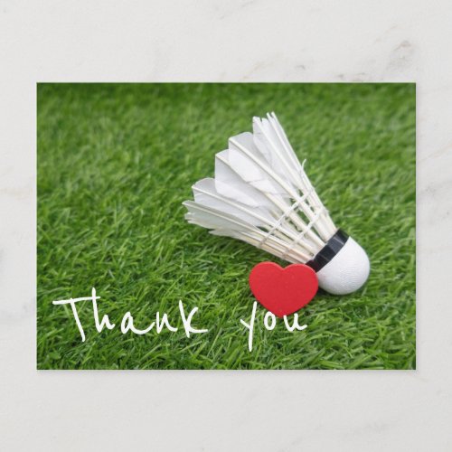 Thank you to Badminton Player with Shuttlecock Postcard