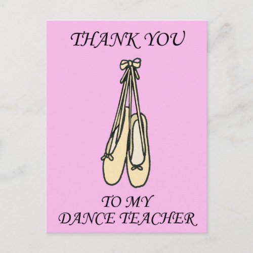 Thank You to Dance Teacher Ballet Shoes Postcard