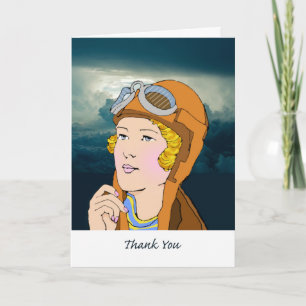 Thank You to Flight Instructor, Retro Female Pilot Card