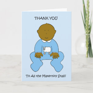 Thank You to Maternity Staff Cute Baby Boy Card