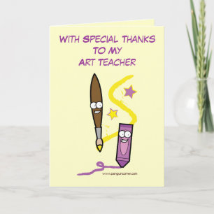 Thank You To My Art Teacher with Cartoon Card