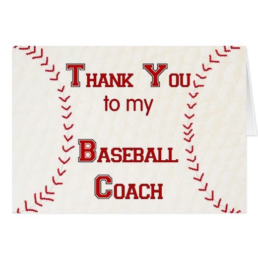 Thank You to my Baseball Coach Card | Zazzle