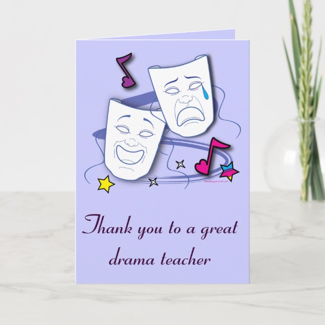 Thank You To My Drama Teacher with Masks: Play Card (Front)