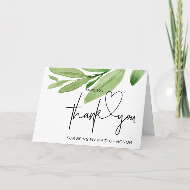 Thank You To My Maid of Honor Card From Bride Gift (Front)