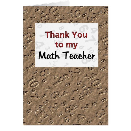 Thank You to my Math Teacher Card | Zazzle.com
