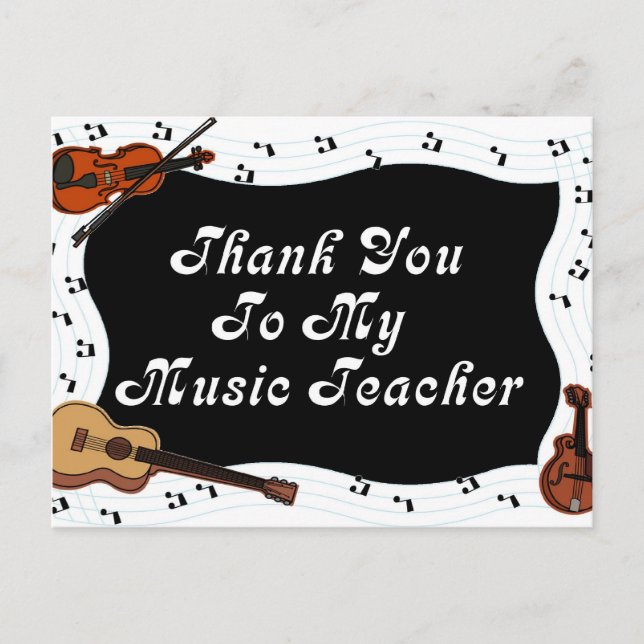 Thank You To My Music Teacher Postcard (Front)