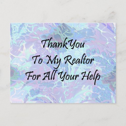 Thank You To My Realtor For All Your Help Postcard