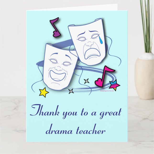 Thank You To Our Drama Teacher with Masks Big Card (Front)