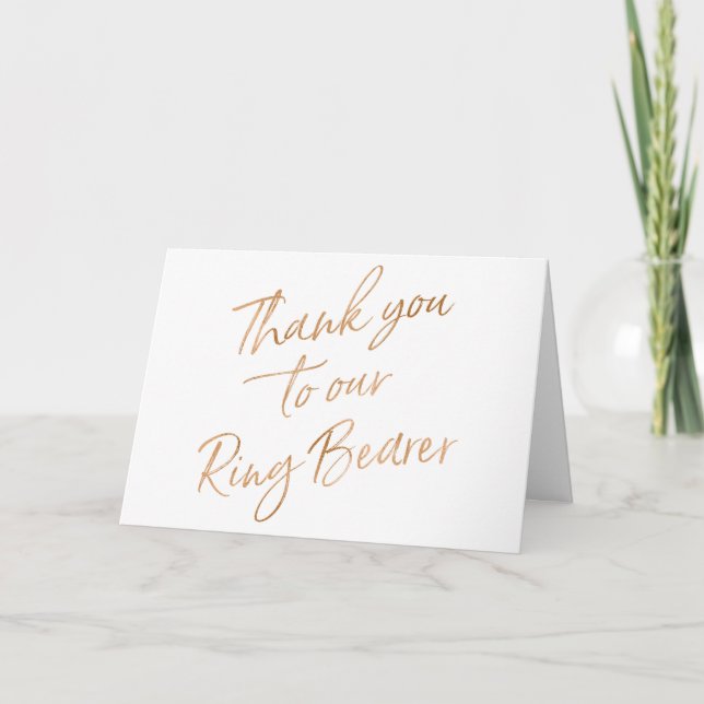 Thank you to our Ring Bearer Rose Gold Faux Foil Card (Front)
