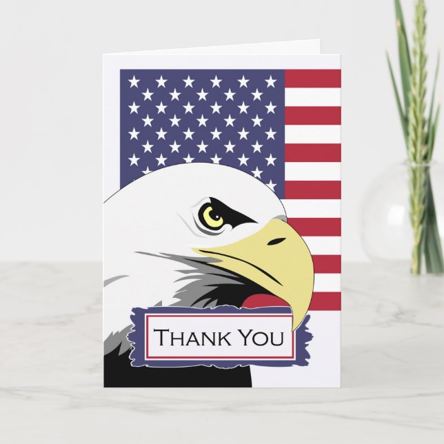 Thank You to Veteran Eagle and U.S.A. Flag Card (Front)
