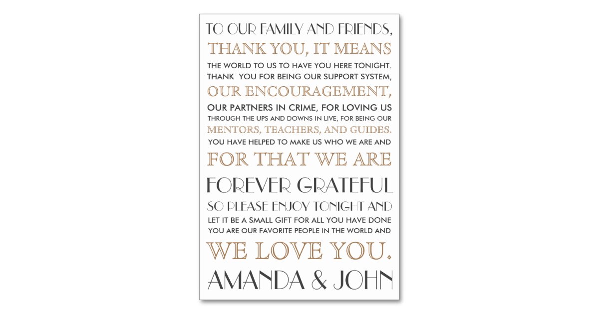 Thank you to wedding guests | Zazzle