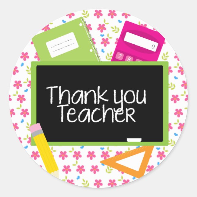 Thank you to your teacher classic round sticker (Front)