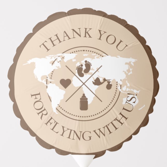 Thank you Travel Baby Shower Minimalist Modern Balloon (Front)