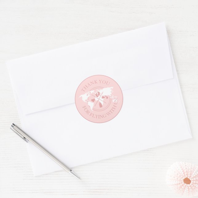Thank you Travel Baby Shower Minimalist Modern Cla Classic Round Sticker (Envelope)