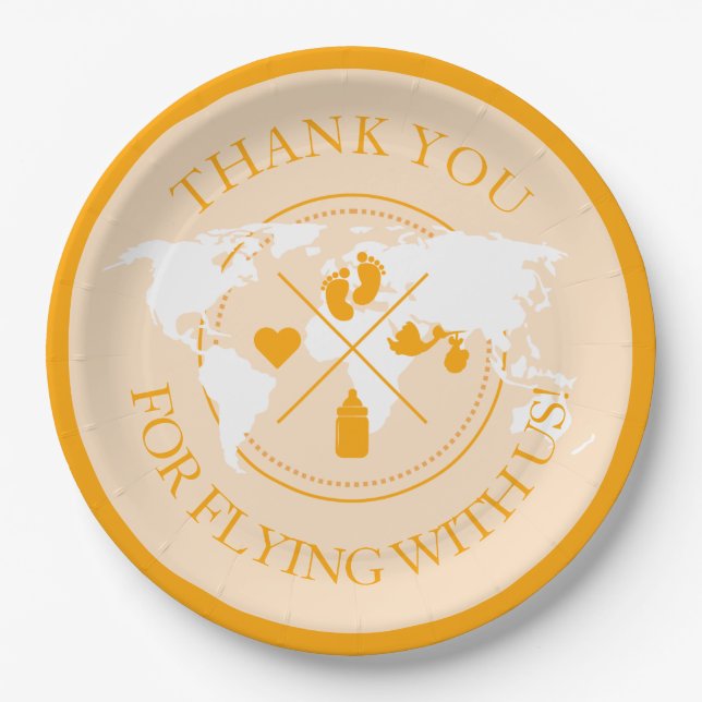Thank you Travel Baby Shower Modern Decor Paper Plates (Front)