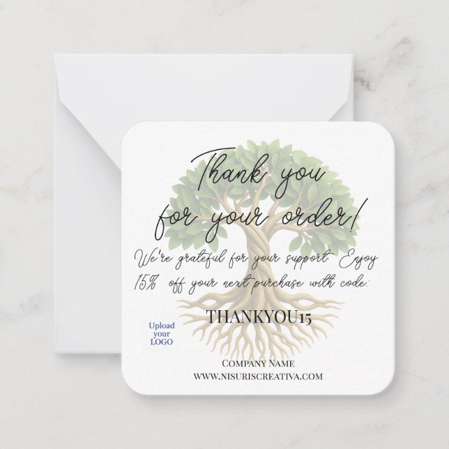 Thank You Tree of Life Business Promotional Client Note Card (Front)