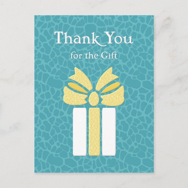 Thank You Trendy Teal and Yellow Animal Pattern Postcard (Front)