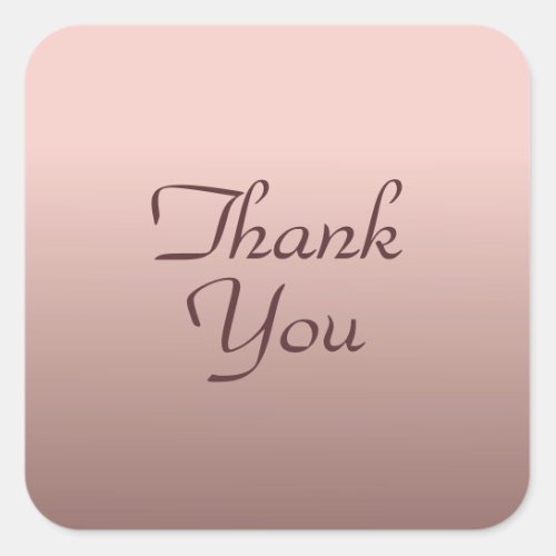 Thank You Trendy Template Rose Gold Color Elegant Square Sticker