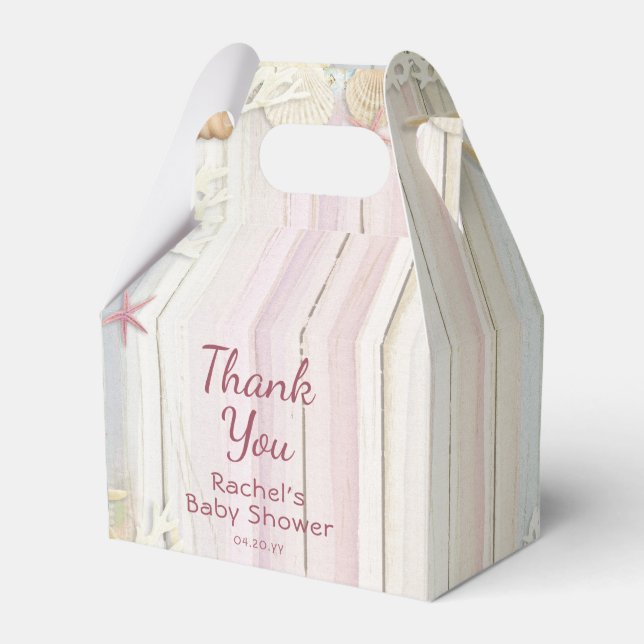 Thank You Tropical Beach Seashell Baby Shower Favor Boxes (Front Side)