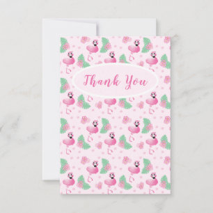 Thank You Tropical Flamingo Flowers Leaves Pattern Card