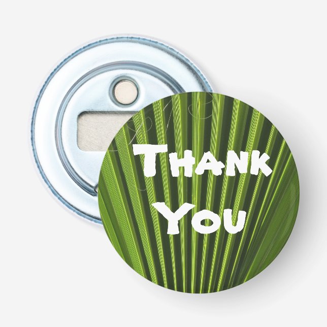 Thank You Tropical Green Palm Leaf Appreciation Bottle Opener (Front)