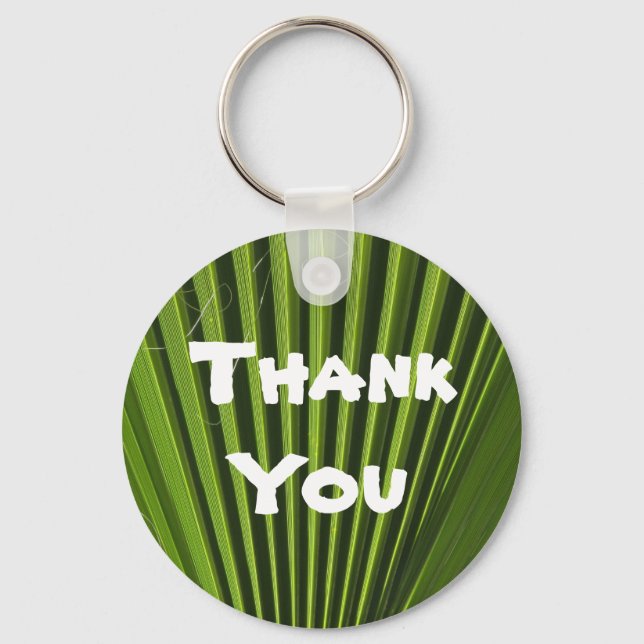 Thank You Tropical Green Palm Leaf Appreciation Keychain (Front)